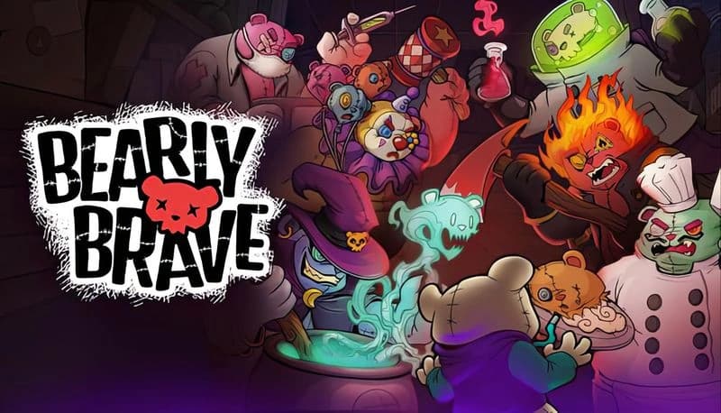 Bearly Brave: Teddy bears wielding weapons in a toy shop, engaging in a chaotic battle with colorful, animated expressions.