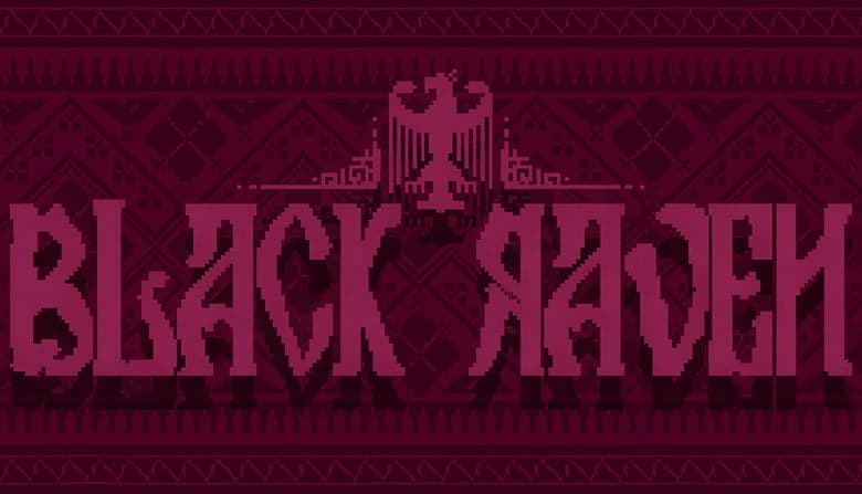Decorative image with a dark, crimson, intricate Slavic pattern background and symmetrical eagle motif surrounding the text.