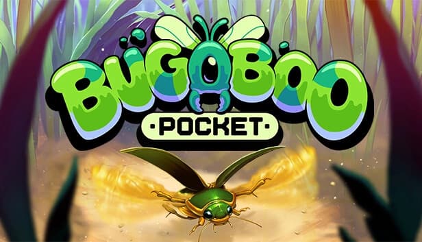 Green beetle with large eyes, golden lining, and open wings flies through tall, lush blades of grass and foliage.