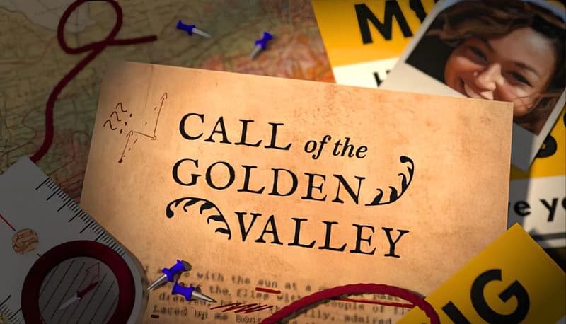 Call of the Golden Valley: Map with compass, photos, and red string hinting at a mystery in the Australian outback.