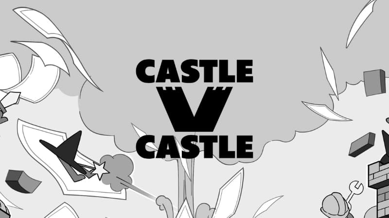Decorative grayscale illustration of scattered papers, flying arrow, and bricks around a large cloud.