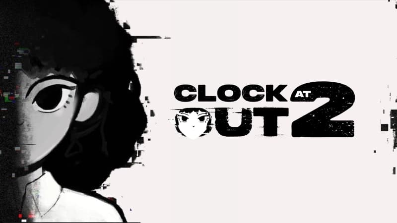 A stylized, glitchy black-and-white illustration of a young girl with afro and large eyes fills the left side.