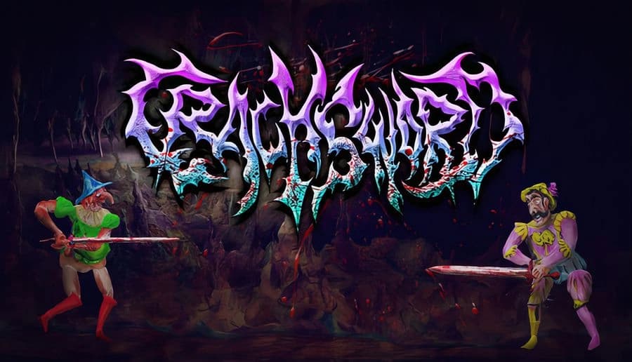 CrackSword: two armed fighters face off with swords, one in green and one in purple, in a dark forest clearing.