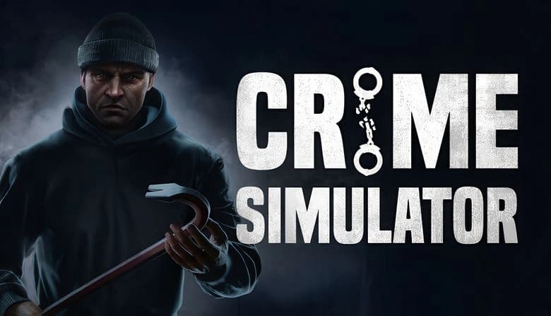 A man in a black hoodie and beanie holds a crowbar, standing tensely against a smoky, dark background, ready for action.