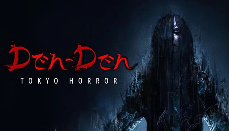 Den-Den: A ghostly figure with long dark hair emerges from shadows, evoking eerie atmosphere in a dimly lit setting.