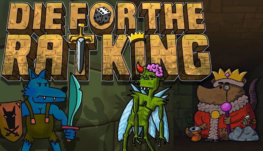 Die for the Rat King: crowned rat king holds purple scepter, cloaked in fur, beside a tent in a dark forest.
