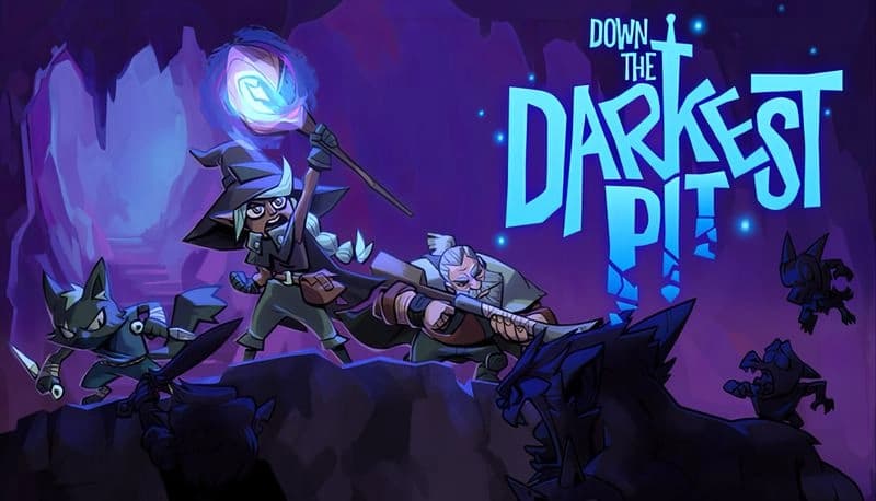 Down the Darkest Pit: Wizard and warrior defend against creatures in mystical cave, wielding staff and sword amidst battle.