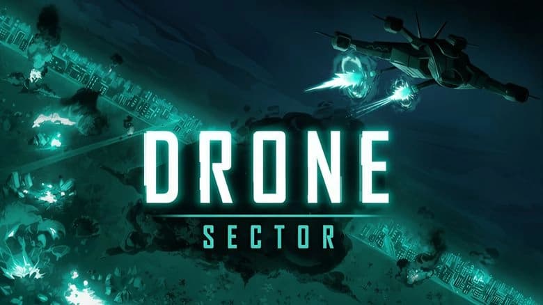 Futuristic gunship hovers above a cityscape, firing bright blue energy weapons amid numerous explosions below.