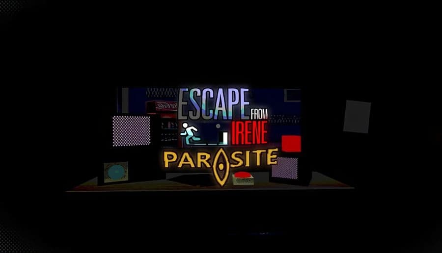 Escape from Irene: Young girl with glowing eyes stares intensely in dim light, shadowy backdrop highlights her silhouette.