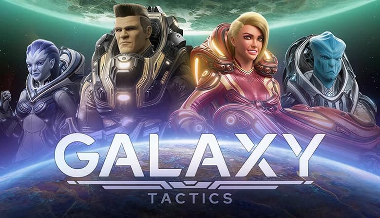 Four diverse, futuristic warriors stand behind a large planet, each clad in distinct armor, with a cosmic backdrop.