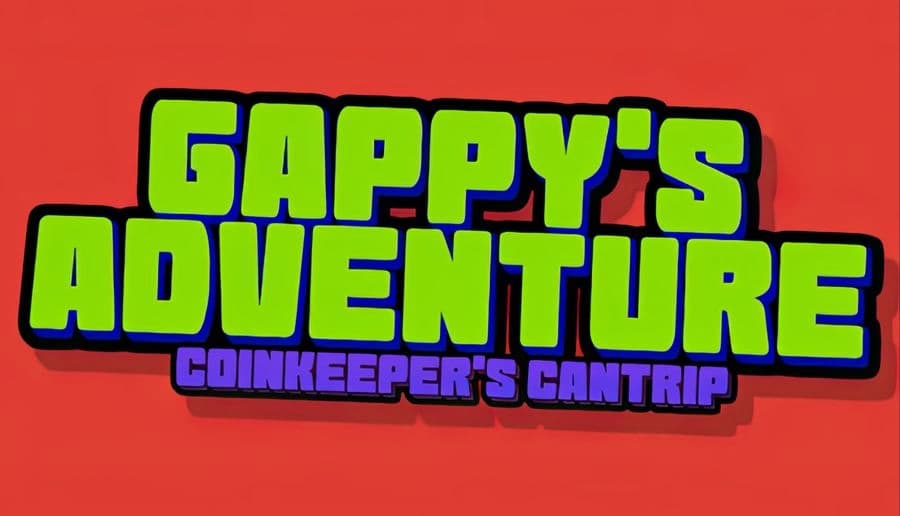 Gappy's Adventure: Green cube character with a determined look advances on a vibrant red background, exuding action-packed charm.