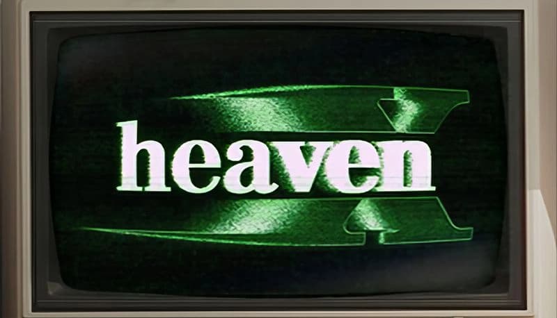 HeavenX: Decorative image of a retro green-tinted screen displaying the game title "HeavenX" in bold white letters.