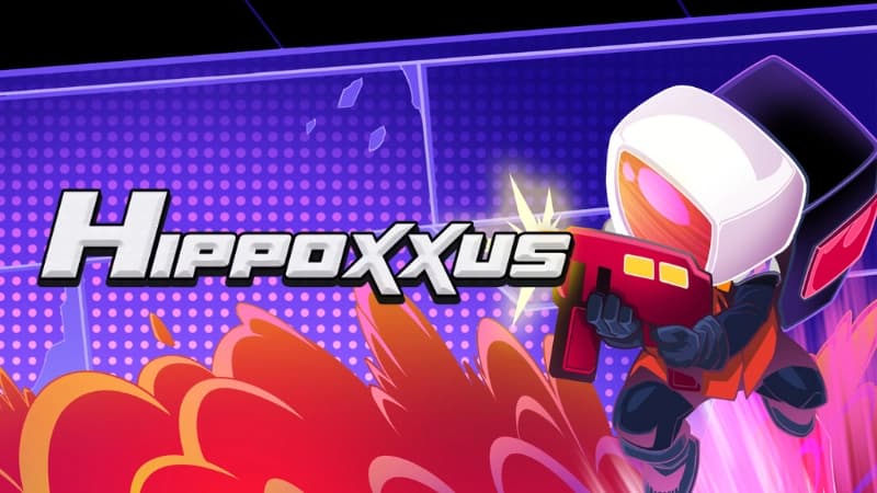 A person in a futuristic space suit leaps with a submachine gun as an explosion erupts behind them.
