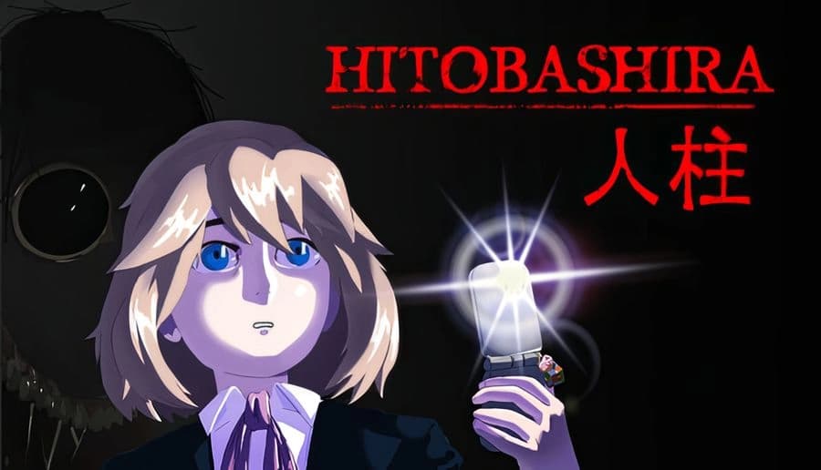 Hitobashira [人柱]: Young schoolgirl holds up a glowing lighter, staring ahead in a dark, shadowy space.