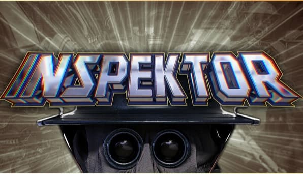 INSPEKTOR: Dark-clad figure with goggles under a helmet, set against blurred action lines suggesting rapid movement.