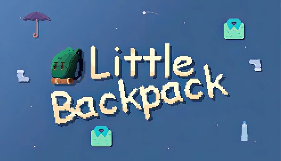 Little Backpack: green backpack with cute face above the title, stars and shooting star over blue night sky backdrop.