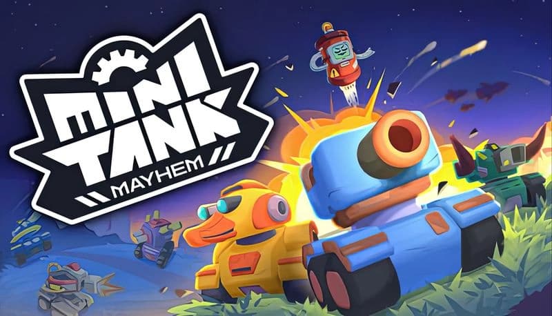 Mini Tank Mayhem: Colorful mini tanks and alien invaders clash explosively in a vibrant, cartoon-style battlefield.