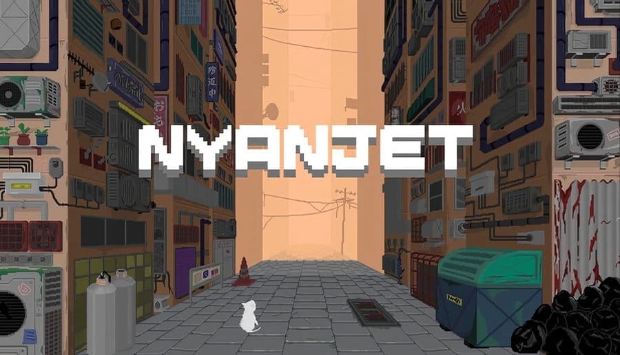 nyanjet: View of a narrow alley with tall buildings, air conditioners, and wires, suggesting an urban environment with evening light.