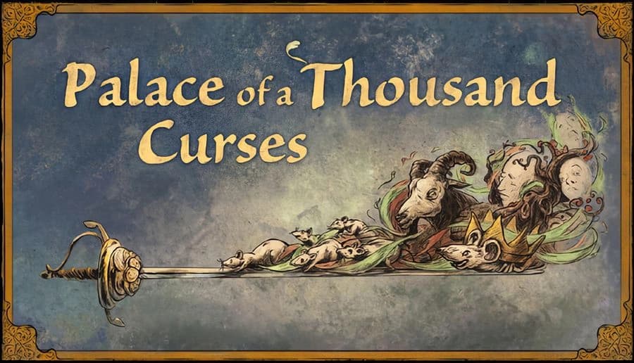 Palace of a Thousand Curses: Skeleton in ornate uniform sprawls on stone floor, ghosts drifting past in hall.