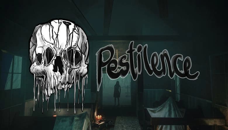 A silhouetted girl stands at the entrance of a dimly lit room with candles and disheveled beds. Fog fills the space outside.