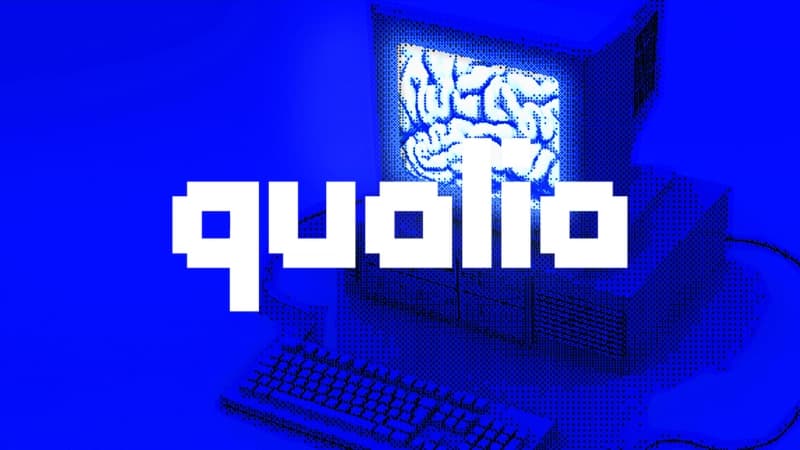 Old CRT monitor with brain image displayed, wired keyboard on a blue-washed desk setting.