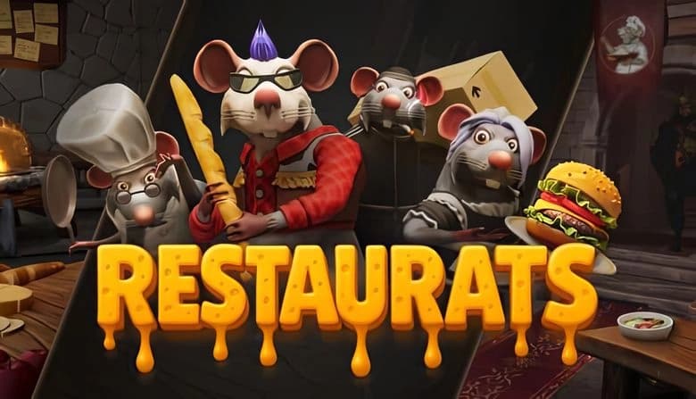 Restaurats: Rat chefs in medieval attire wield baguettes and burgers in a rustic kitchen setting, ready for culinary action.