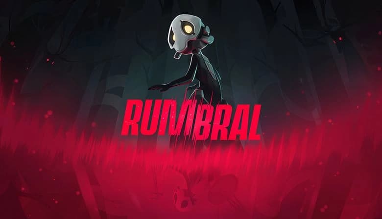 A young figure in a skull mask with glowing eyes stands in a shadowy forest. Red sound waves reveal a skeleton reflection.