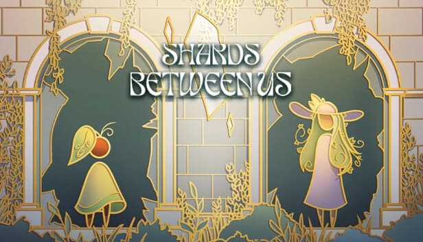 A young girl in a cape and a girl with a large hat in gold-edged stained glass archways.