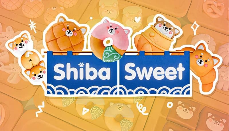 Shiba Sweet: Shiba pastries and donut in vibrant bento shop setting with playful dog-themed dessert designs on display.