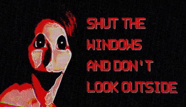 Eerie figure with large, dark eyes and a wide mouth in stark red tones on a grainy, distorted black background.