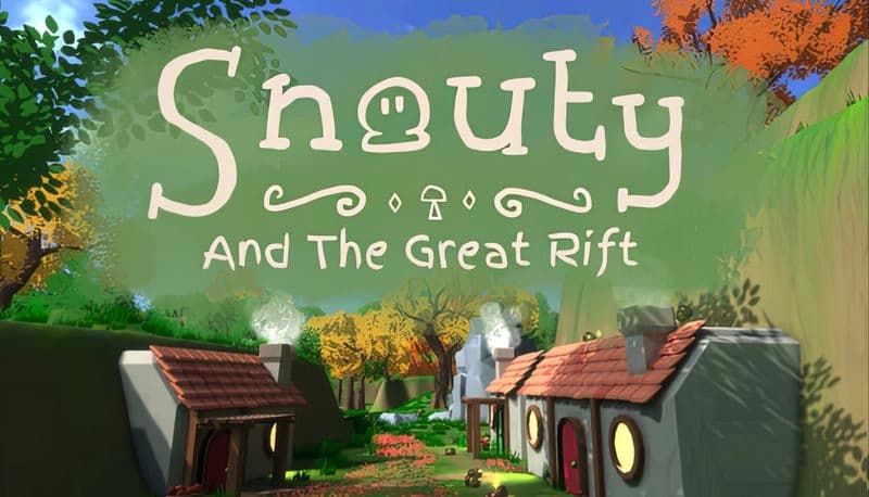 Snouty And The Great Rift: Colorful village with quaint houses under vibrant autumn trees in a lush valley setting.