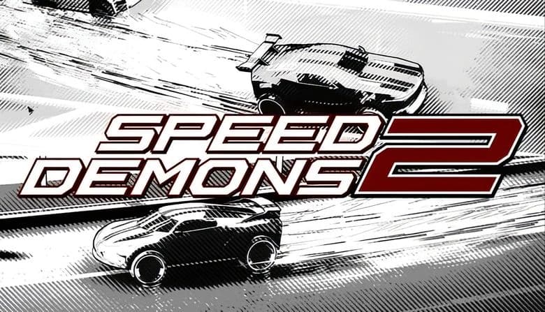 Speed Demons 2: Two sleek cars drifting on a monochrome highway, creating dynamic trails in an intense racing competition.