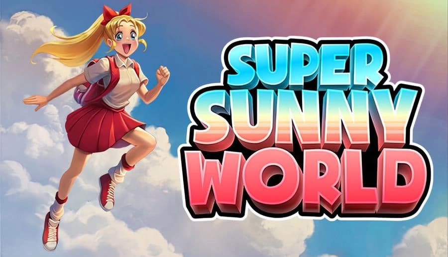 Super Sunny World: Vibrant clouds fill a sunset sky, blending pastel tones, creating a serene backdrop with gentle sunlight.