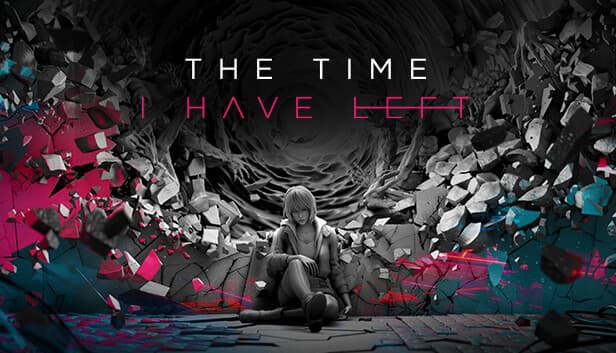 The Time I Have Left: A girl sits amid swirling debris and shattered fragments in a dark tunnel environment.