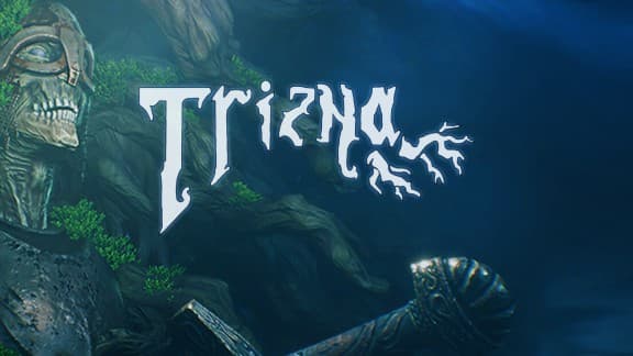 Trizna: Skeletal warrior in armor wields weapon in dark, mystical forest. Fantasy setting with eerie, detailed visuals.