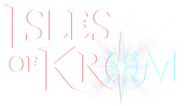 Serif font with bold red outline, rainbow lens flare behind text.