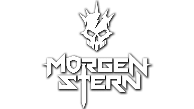 Stylized text with sharp, angular letters and a spiky skull graphic.