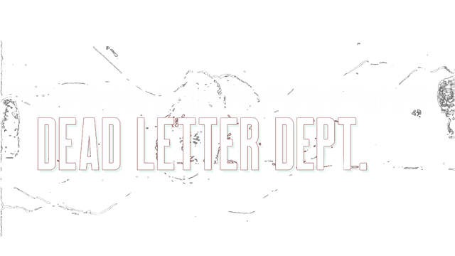 Digital glitch text with bold, tall letters and a static interference effect.