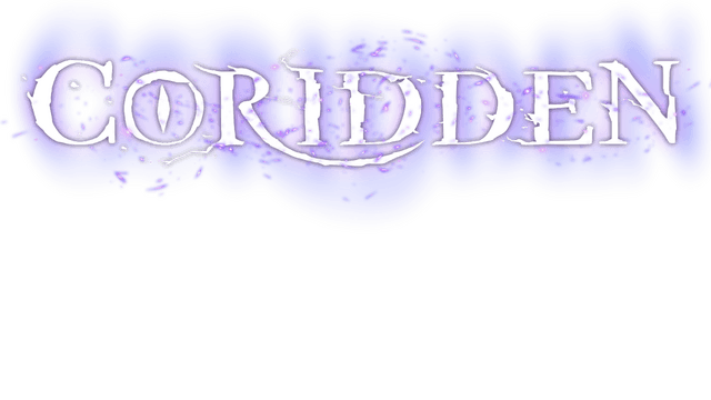 White serif font with glowing blue aura and cracked texture.