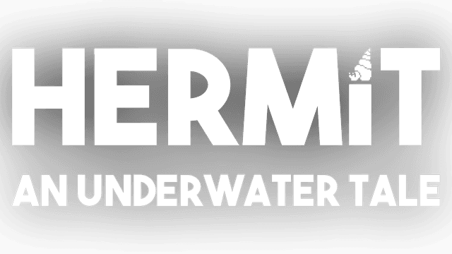 Bold, blocky font; hermit crab replaces the dot on the "i".