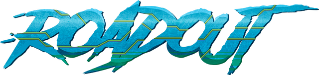 Dynamic, graffiti-style font with bold strokes and layered blue hues.