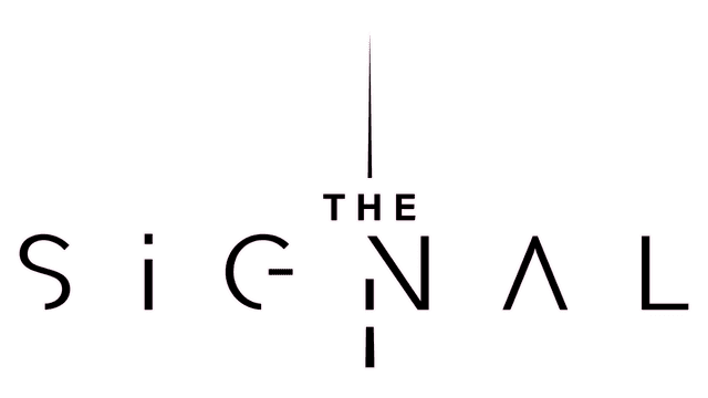 Black font with sci-fi elements and vertical line through text.