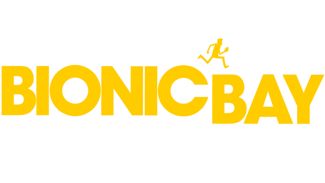 Bold yellow sans-serif with a small running figure on the letters.