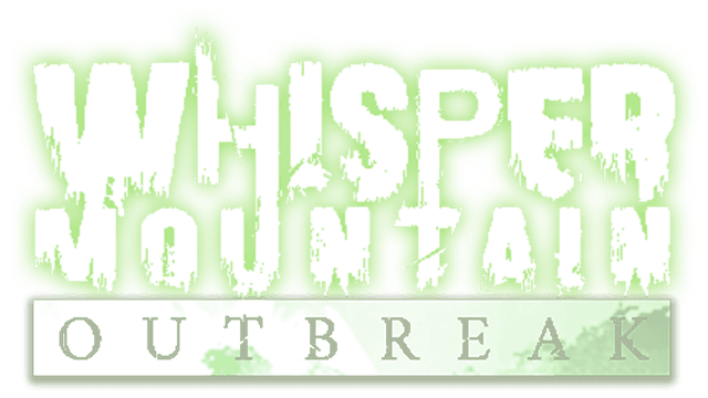 Grunge-style, distressed white font with splatter effects with green glow.