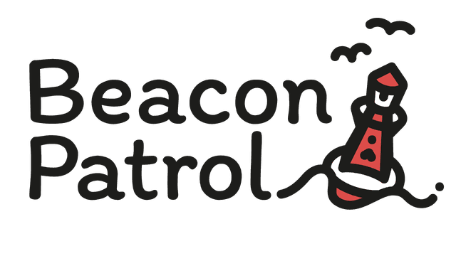 Rounded, playful font with a quirky lighthouse illustration beside it.