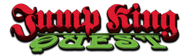 Regal, medieval red script above bold green letters with shadow effect.