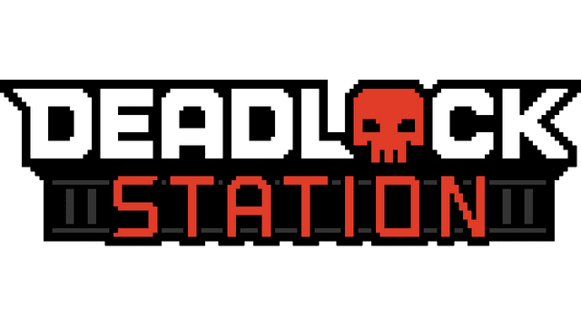 Pixelated font with skull icon replacing "O," red and white color scheme.