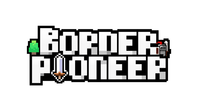 Pixelated blocky font with integrated sword, tree, and tiny knight icons.
