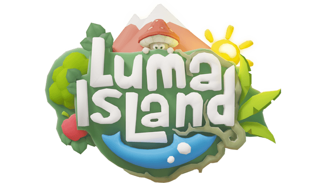Bold, playful font with 3D effect, surrounded by leaves and a sunburst.