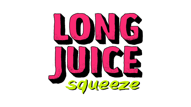 Bold, textured uppercase font in pink, with "squeeze" in bright green.